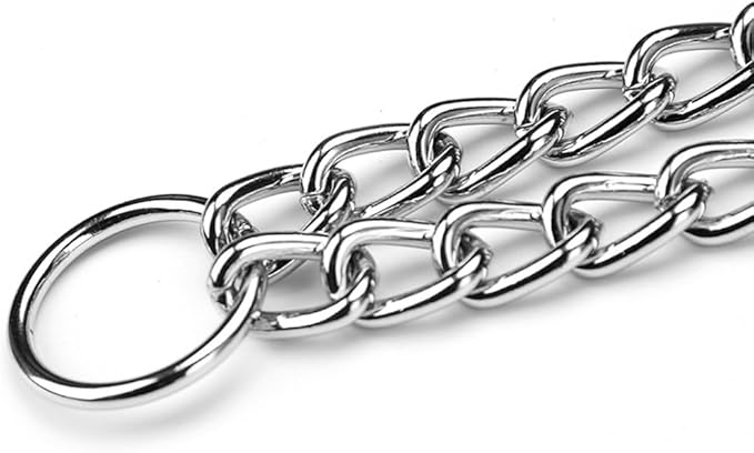 Silver Dog Chain Collar, Heavy Duty Training Triple Row Chains Choker Collar Metal Slip Choke Collar Martingale Collars for Small Medium Large Dog, D2.0mm