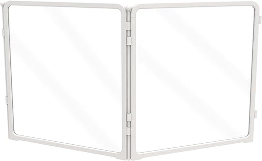 FXW AuraSpace Pro Acrylic & Wire Mesh Indoor Dog Playpen, 24" Height 2 Acrylic Panels Metal Dog Pen for Puppies & Small Dogs, White│Patented