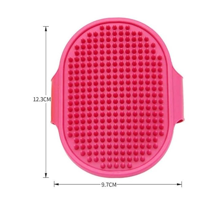 Dog Grooming Brush, Pet Shampoo Bath Brush Soothing Massage Rubber Comb with Adjustable Ring Handle for Long Short Haired Dogs and Cats(Green)