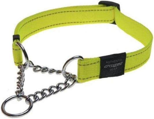 Reflective Nylon Choke Collar; Slip Show Obedience Training Gentle Choker for Medium Dogs, Yellow