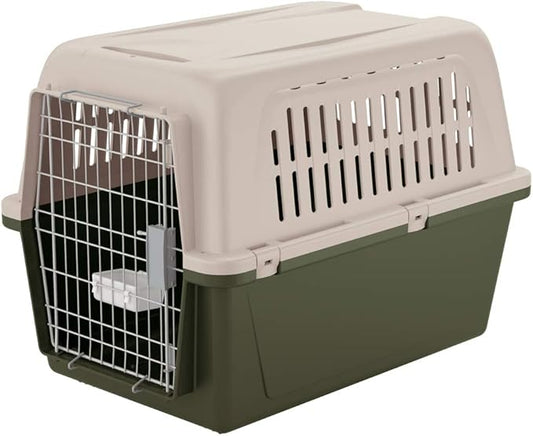 Ferplast Carrier for Large Dogs Atlas 60 Classic, Pet Carrier for Large Dogs with Bowl Included, Plastic-Coated Metal Door, Safety Closing System, Aeration grids, 61 x 91 x h 66.5 cm Green