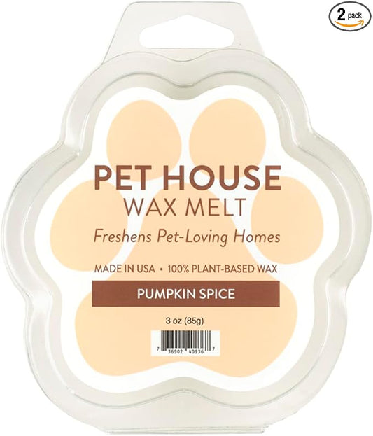One Fur All Pet House Scented Wax Melts for Warmer - Long-Lasting Pet Friendly Plant Based Soy Wax Melts, Pumpkin Spice Pack of 2