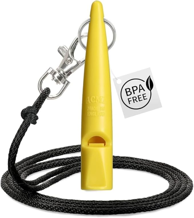 ACME 211.5 Professional Dog Training Whistle with Lanyard. BPA-Free Plastic. 90 dBA. Standardized 5400Hz Frequency for Larger Breeds. Weatherproof. Made in The UK (Yellow)