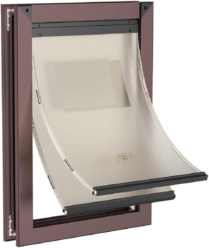 Rescumascer Large Dog Door for Door, Doggy Door with Two Sliding Lock Panels, Aluminum Doggie Door for Large Dogs up to 80lbs