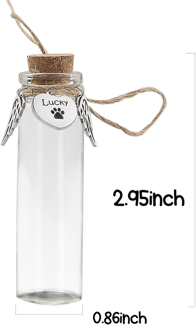 Pet Hair Memorial Bottle,Glass Vial for Ashes Or Hair Dog Or Cat Keepsake Pet Loss Gift (Custom Name)