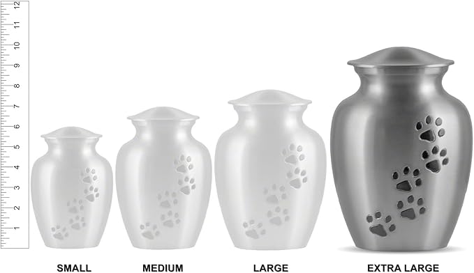 Ottillie Paws Legacy Series Pet Urn for Dogs, Handmade Aluminum Memorial Cremation Urn (X-Large - Pets up to 170 lbs, Slate, Horizontal Pewter Paws)