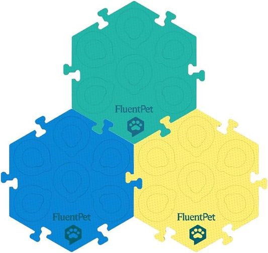 FluentPet Extra Large FlexTiles for Big and Small Buttons - 3-Pack - Holds Big 3.5 1.9" Talking Dog and Cat Buttons - Each Button Mat Securely Holds 6 Buttons - Durable and Non-Slip
