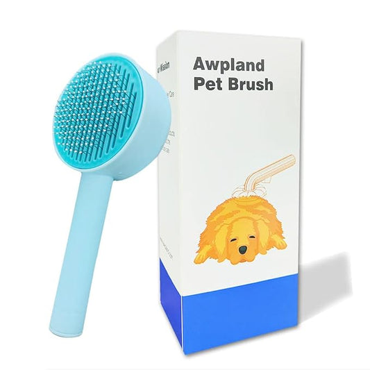 Cat Brush, Gentle Self Cleaning Pet Brush with Release Button for Cats and Dogs, Easy to Remove Loose Hair Daily Grooming Tool During Shedding Season