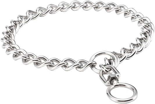 SGODA Chain Dog Training Choke Collar with Swivel, Stainless Steel, 20in, 3.0mm
