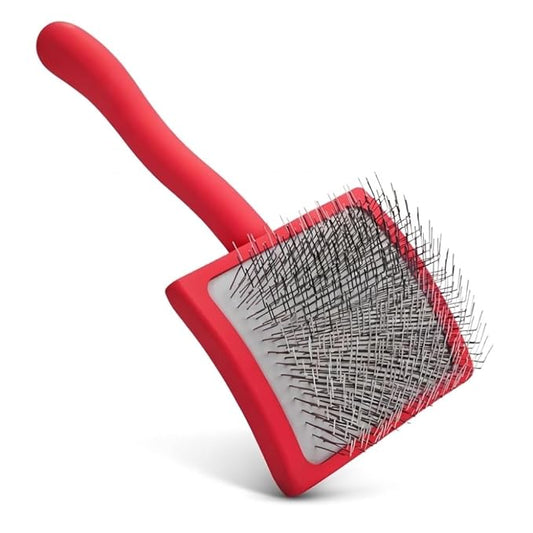 Mbala Curved Slicker Brush for Dogs – Professional Dog Brush for Shedding & Grooming, 30% More Pins, Ideal for Goldendoodles, Poodles & Long-Haired Dogs, Detangling & Deshedding, Large Coral