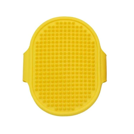 Dog Grooming Brush, Pet Shampoo Bath Brush Soothing Massage Rubber Comb with Adjustable Ring Handle for Long Short Haired Dogs and Cats(Yellow)