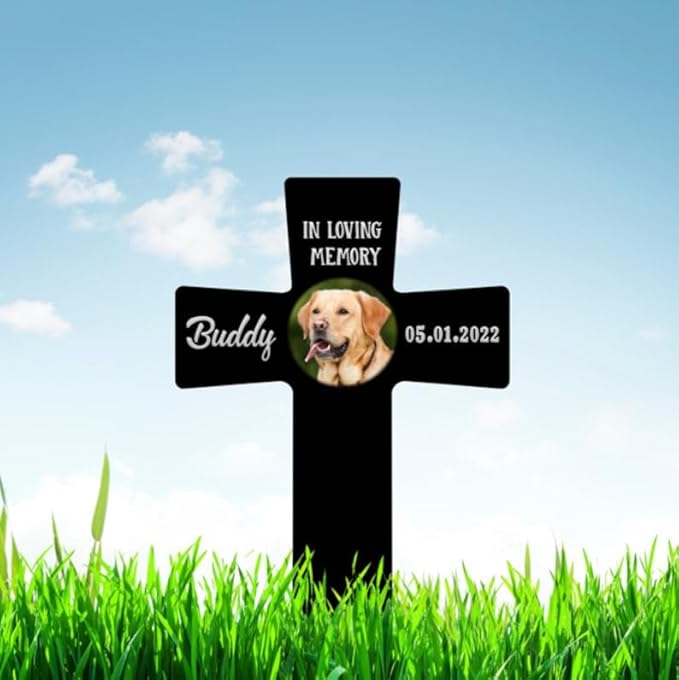 Personalized Dog Memorial Stake Custom Dog Cat Photo In Loving Memory Of Metal 12x12 inch Pet Grave Marker Dog Loss Gift Sympathy Gift for Dog Lover (Style 23)
