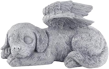 Yosoo Health Gear Pet Memorial Statue, Vivid Sleeping Pet Angel Sculpture with Wear Material, Sunproof for Pet Tombstone Decoration, 220g/7.8oz (Angel Dog)