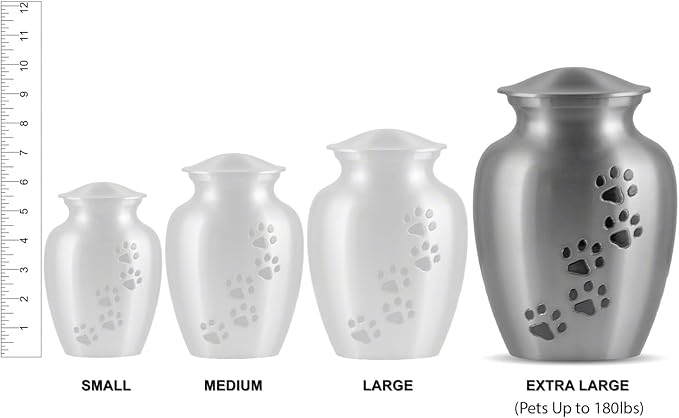Ottillie Paws Premier Series Pet Urn for Dogs with Personalized Laser Engraving (X-Large - Pets up to 170 lbs, Ebony with Horizontal Pewter Paws)
