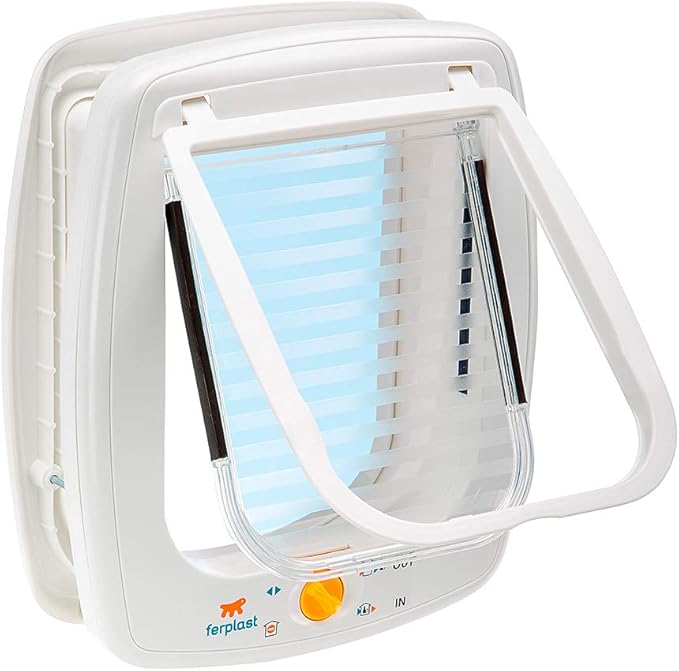 Ferplast Cat Flap Swing 9, Cat and Dog Door, Four-Way Controllable Entry and Exit, Protection Against Draughts, White