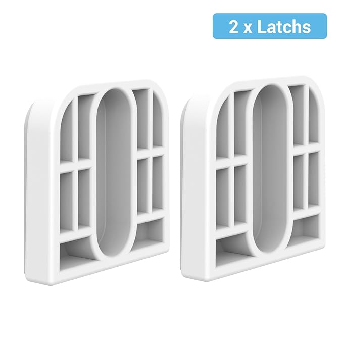 HAMOPY Auto-Lock Retractable Baby Gate Replacement Parts, Original Hardware Set (Including 2 x Latches + 2 x Brackets + 1 x Floor Hook + 1 Set of Screws) Only Fit 55“&71” Auto-Lock Baby Gate(White)