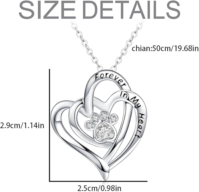 Cynlsum Dog Memorial Gifts Remembrance Necklace: Loss of Dog Sympathy Gift Heart Shape Pet Necklace for Women Pet Lovers Puppy Bereavement Gift Keepsake Passing Away Gifts