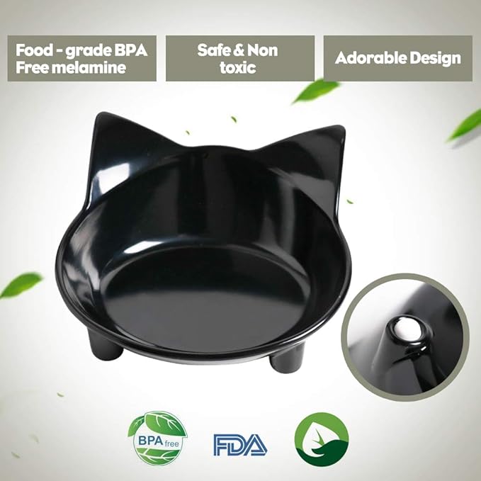 Skrtuan Pets Dog Cat Food Bowl – Non-Slip Wide, Shallow Pet Dish for Whisker Fatigue Relief, Safe for Puppies & Rabbits