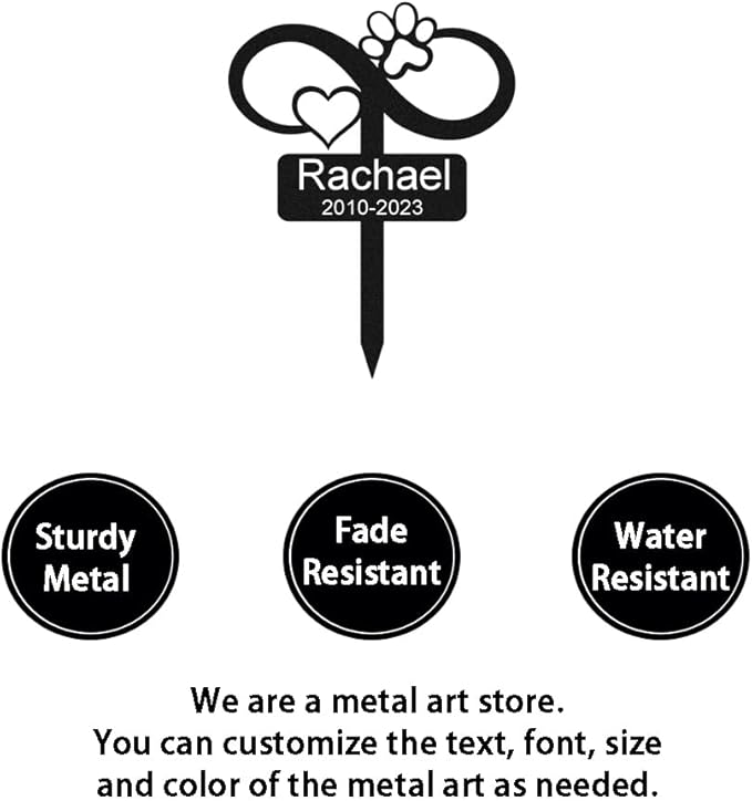 Goodqueen Custom Memorial Stake Grave Marker for Dog Cat, Personalized Cat Dog Grave Marker Outdoor Pet Headstone, Customized Metal Heart Paw Memorial Dog Plaque Burial Stake Garden Grave Stake