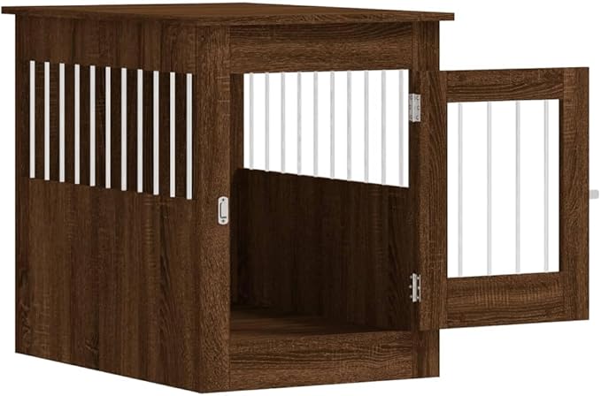 Dog Crate Furniture, Modern Dogs Kennel Indoor, Dog House Indoor, Puppy Cage Indoor Dog House, Brown Oak 21.7"x31.5"x26.8" Engineered Wood,-771