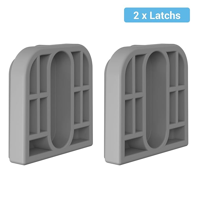 HAMOPY Auto-Lock Retractable Baby Gate Replacement Parts, Original Hardware Set (Including 2 x Latches + 2 x Brackets + 1 x Floor Hook + 1 Set of Screws) Only Fit 55“&71” Auto-Lock Baby Gate(Grey)