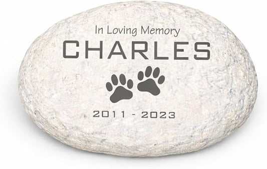 GiftsForYouNow Engraved in Loving Memory Pet Memorial Garden Stone, 4.75 Inch, Durable, Waterproof, Temporary Grave Marker, Dog Tombstone