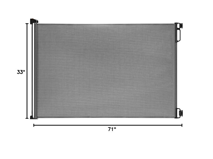 EasyBaby Extra Wide Retractable Baby Gate, 33" Tall, Extends up to 71" Wide, Grey/Child Safety Baby Gates, Pet Retractable Gates for Stairs, Doorways, Hallways, Indoor and Outdoor