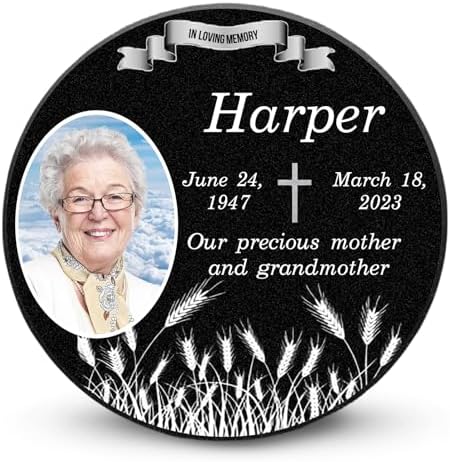 ADFSTONE Grave Markers for Cemetery for Humans- Flat Headstones for Graves, Granite Memorial Plaques Personalized, Head Stones Monuments for People, Picture Memory Plaques for Loved Ones Lost