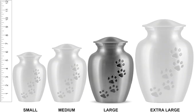 Ottillie Paws Legacy Series Pet Urn for Dogs, Handmade Aluminum Memorial Cremation Urn (Large - Pets up to 115 lbs, Slate, Horizontal Pewter Paws)