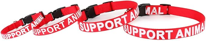 Plutus Pet Support Animal Collar,Printed in Large Letters on Nylon Webbing,Prevents Accidents by Warning Others of Your Dog in Advance,Two Colors,Four Sizes,Neck 10-16 inch,Small,Red