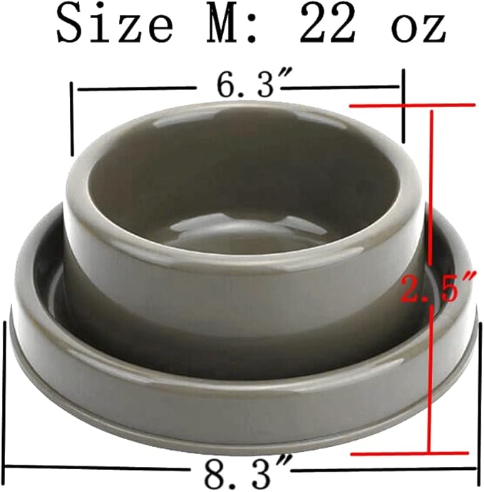 Ants Away Dog Bowl Cat Puppy Food Bowls Round No Spill Eating Feeder for Small Animals Brown M