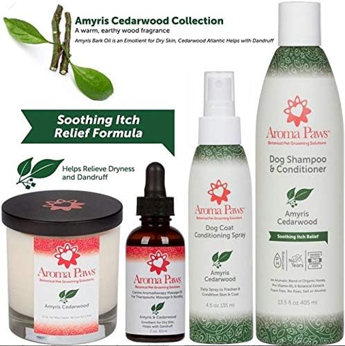 Aromatic Dog Candle – for Canine, Pet Odors – Cotton Wick, Handcrafted – Soy Wax – Reusable, Recyclable Jar – 90 Min. Burn Time – 12 Oz., Amyris & Cedarwood
