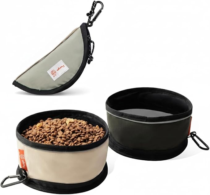 Pawyee Dog Food Bag Pet Collapsible Dog Bowls Portable and Light for Food and Water Camping Travel (Green)