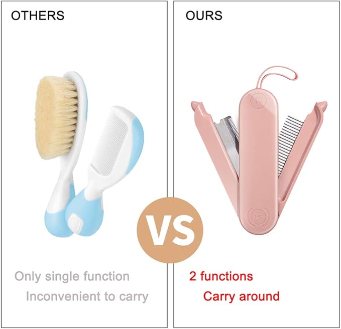 2-in-1 Dog Cat Brush for Shedding and Grooming Pet Flea Comb Professional Pet Hair Removal Comb for Home Grooming