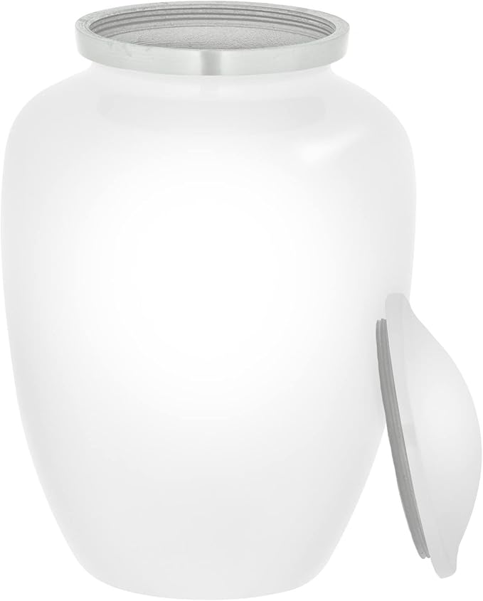 Homage Medium Custom Photo Pet Cremation Urn for Pet Ashes - Vase Style Pet Urn - 80 Cubic Inch Capacity - Personalization Included (White)