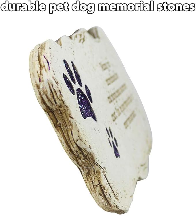 jinhuoba Shinning Paw Prints Pet Memorial Stones Headstones for Dogs or Cats, Resin Pet Grave Stone Plaques Tombstone Memorial Gifts Sympathy Gift for Loss of Dogs Outdoor