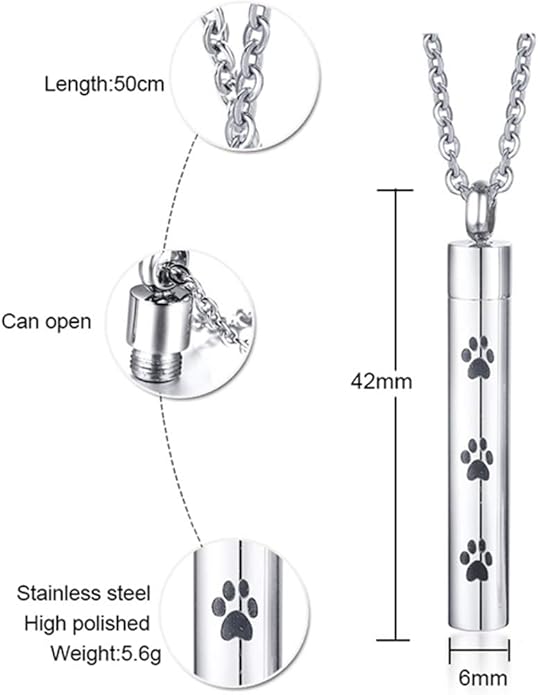 Jude Jewelers Stainless Steel Pet Dog Puppy Memorial Cremation Ash Urn Pendant Necklace