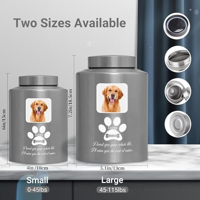 Custom Urns for Dogs and Cats Ashes Personalized Pet Urn with Name and Photo Pet Cremation Memorial Urn for Loss of Dog or Cats Engraved Pet Funeral Urns (Paw)