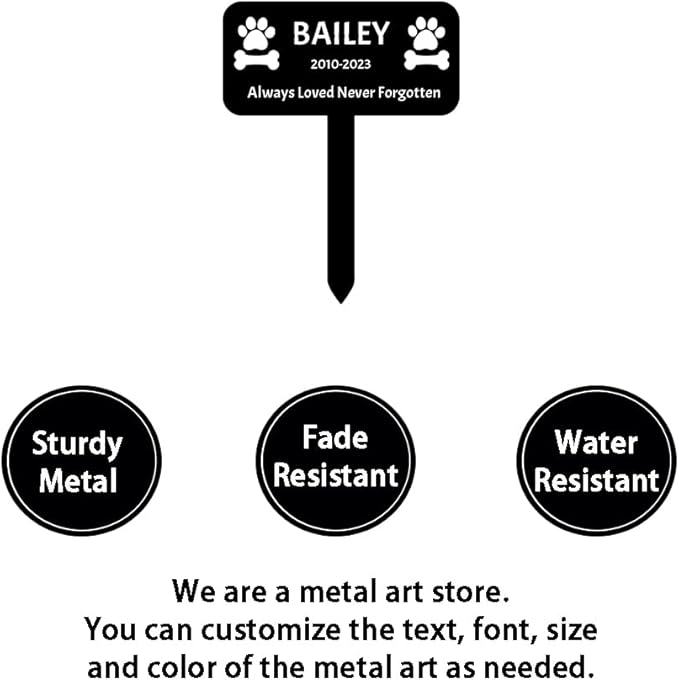 Custom Dog Name Memorial Grave Stake Marker, Personalized Dog Memorial Grave Marker Engraved Sign, Customized Dog Memorial Stake Metal Sign Headstone Loss of Dog Pet Sympathy Gift