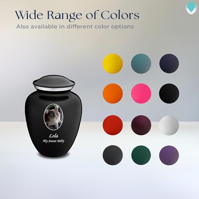 Geturns Embrace Personalized Picture Urn for Small Pets I Black Photo Cremation Urns for Dogs and Cats I 44 lbs