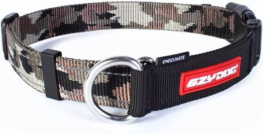 EzyDog Checkmate Martingale Collar for Dogs – Premium Nylon Training Dog Collar for Easy Control with no Choking (X-Large, Green Camo)