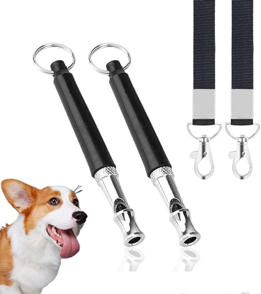 Dog Whistle - Stop Barking Neighbors Dog, Ultra-Wide Frequency Ultrasonic Silent Dog Whistle for Dog, 2 Pack Professional Recall Dog Training Whistles