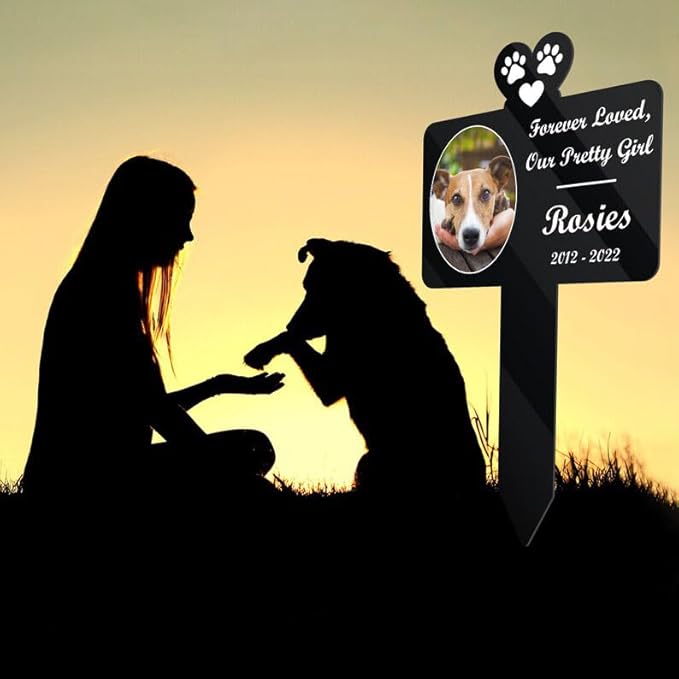 Personalized Dog Memorial Stake Custom Dog Cat Forever Loved Metal 12x12 inch Pet Grave Marker Dog Loss Gift Sympathy Gift for Dog Lover (Style 38)
