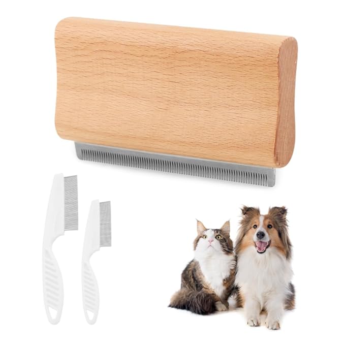 3pcs/pack Dog Brush for Shedding, Cat Brushes/Dog Brush Pet Hair Removal Tool with 2 Dematting Combs for Dogs, Cats, Horses, Painlessly Remove Grooming Supplies for Short & Long Hair, Fur & Dirt