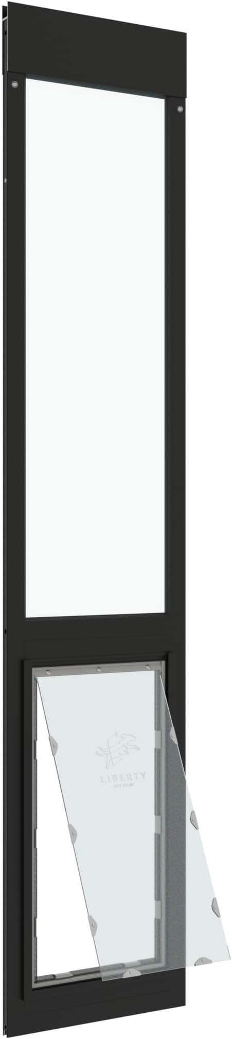 Liberty Pet Door for Sliding Glass Door | Aluminum Frame with Closing Cover for Home & Rentals | Clear Glass | Black, XL Flap, 95" - 96.5" Slider Height