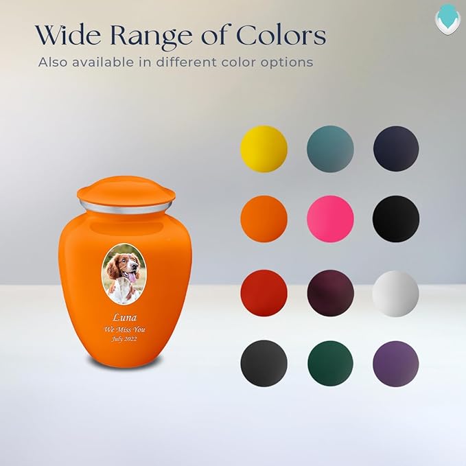 Geturns Embrace Personalized Picture Urn for Small Pets I Burnt Orange Photo Cremation Urns for Dogs and Cats I 44 lbs