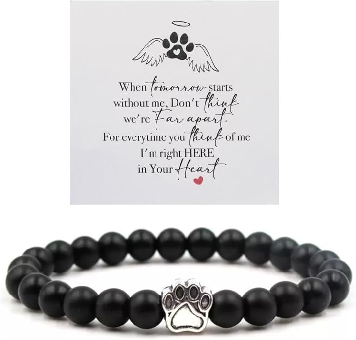 LINGYUAN Pet Memorial Gifts for Dogs Cats, Pet Memorial Bracelet, Remembrance Pet Loss Sympathy Gift for Cat Dog Lovers, Bereavement Gifts for Loss of Pet