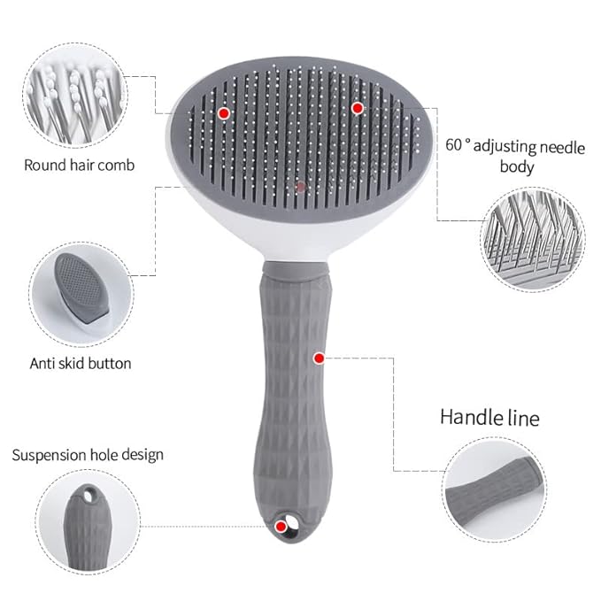 Self Cleaning Slicker Brush, Dog Cat Bunny - Easy to Remove Loose Undercoat, Pet Massaging Tool Suitable for Pets with Long or Short Hair
