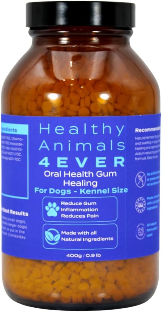 HA4E - Dog Oral Health Supplement - Relieves Inflammation, Soothes Pain & Fights Gum Disease - Natural, Non-GMO, Organic, Gluten-Free & Chemical-Free - Tablets, Kennel Size (Extra Large)