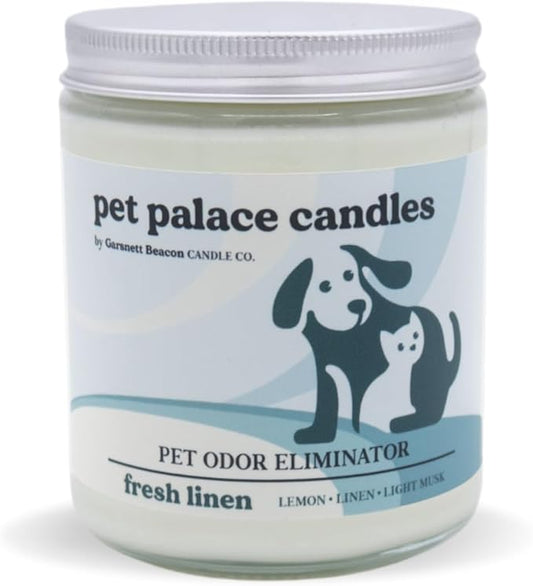 Pet Palace Candles - Odor Eliminator Candle, Incredible Scents - 100% Soy - Neutrolizer Eliminates Odors from Pets, Smoke, Urine, and More. Eco-Friendly and Non-Toxic (Fresh Linen)